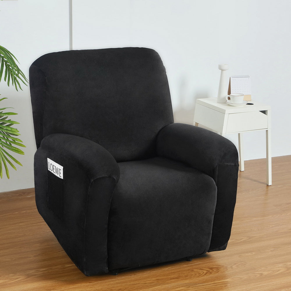 Artiss Recliner Chair Covers 1 Seater Velvet Black Artiss