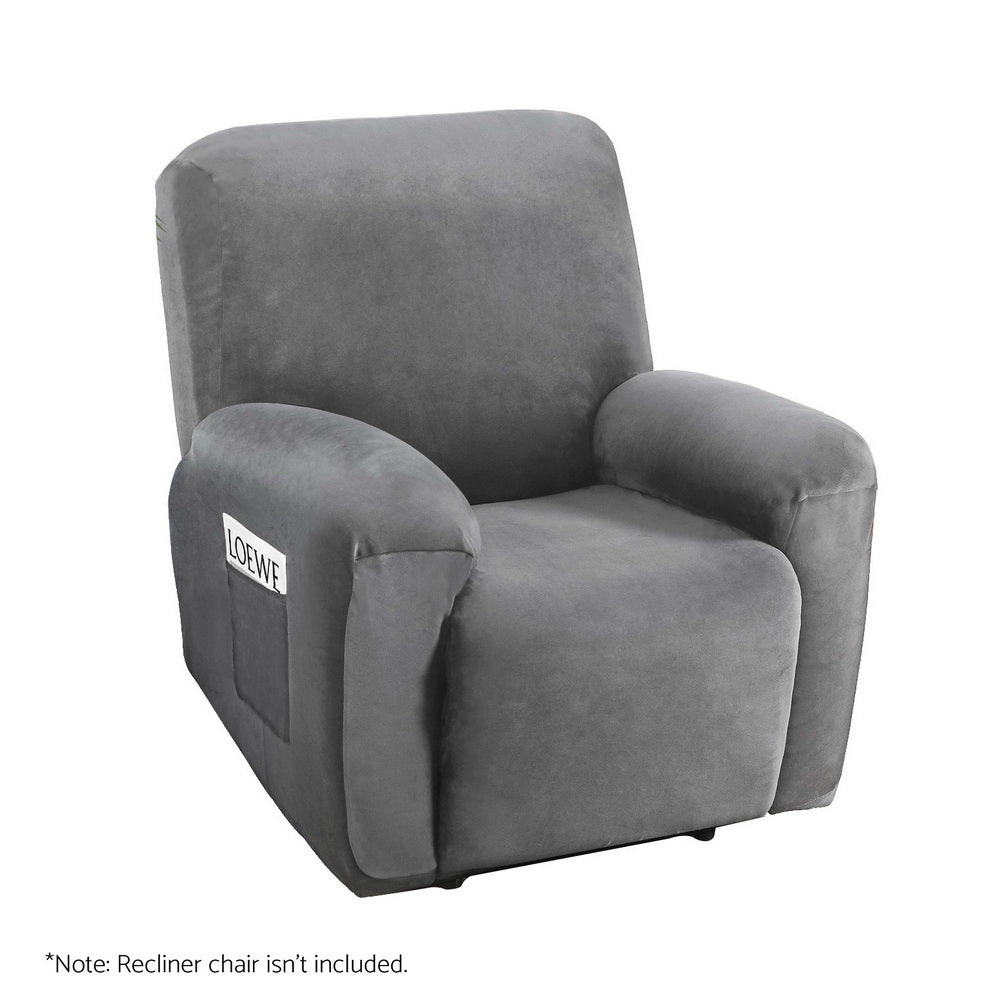 Artiss Recliner Chair Covers 1 Seater Velvet Grey Artiss
