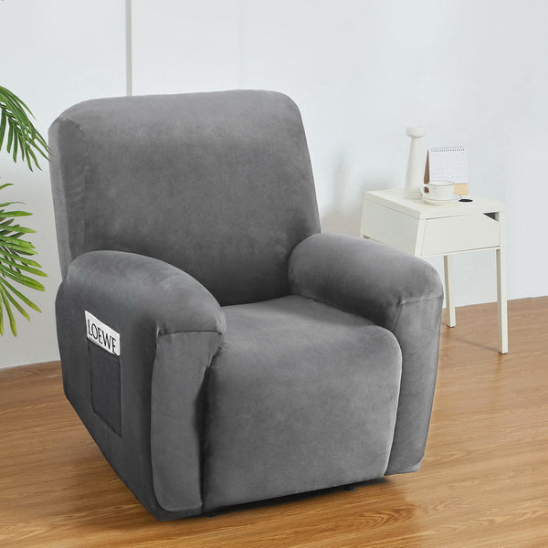 Artiss Recliner Chair Covers 1 Seater Velvet Grey Artiss