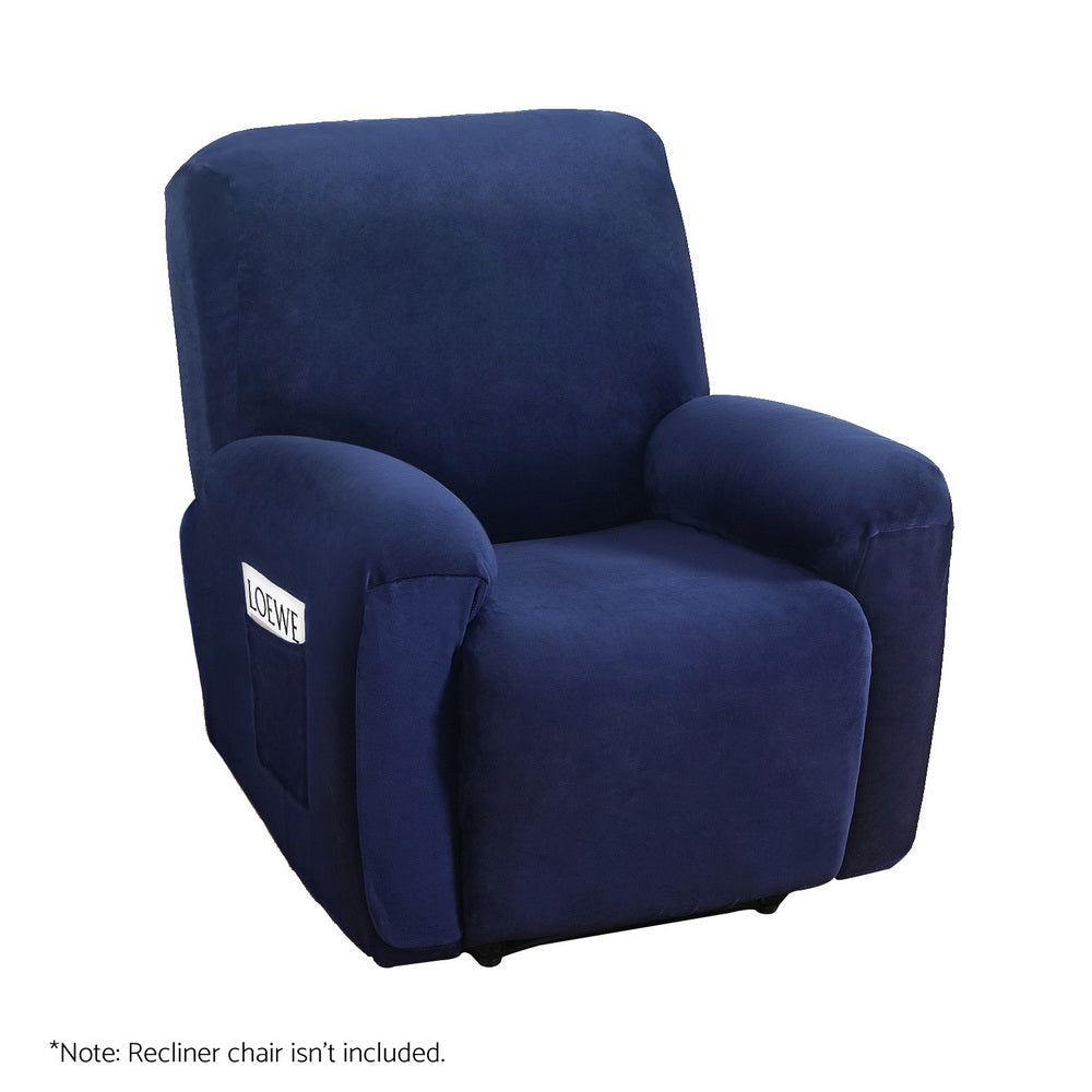 Artiss Recliner Chair Covers 1 Seater Velvet Navy Artiss