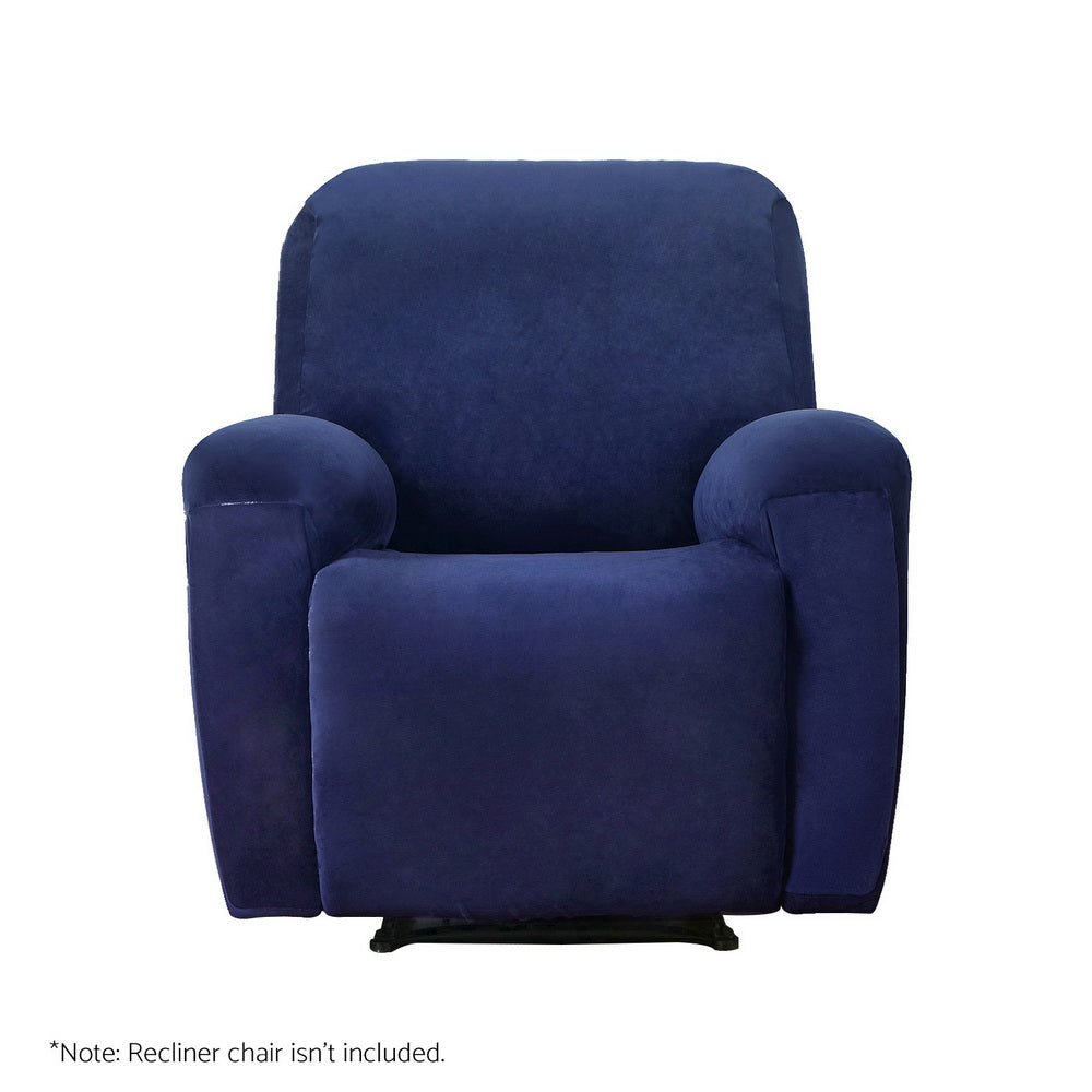Artiss Recliner Chair Covers 1 Seater Velvet Navy Artiss