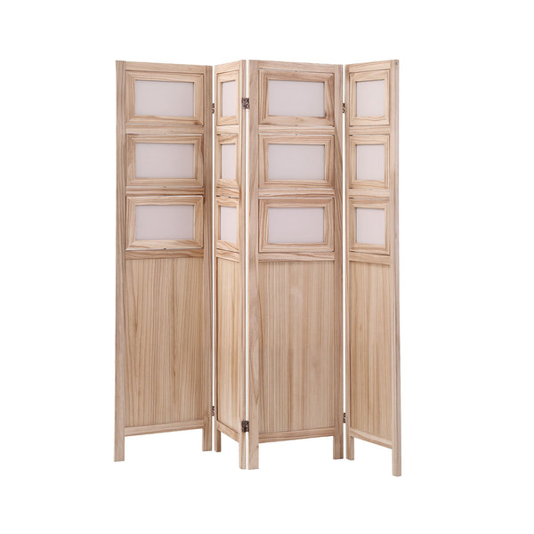 Artiss Room Divider 4 Panel Folding Privacy Screen Partition Rotatable Photo Frame Picture Collage Display Solid Wood Natural Awezingly