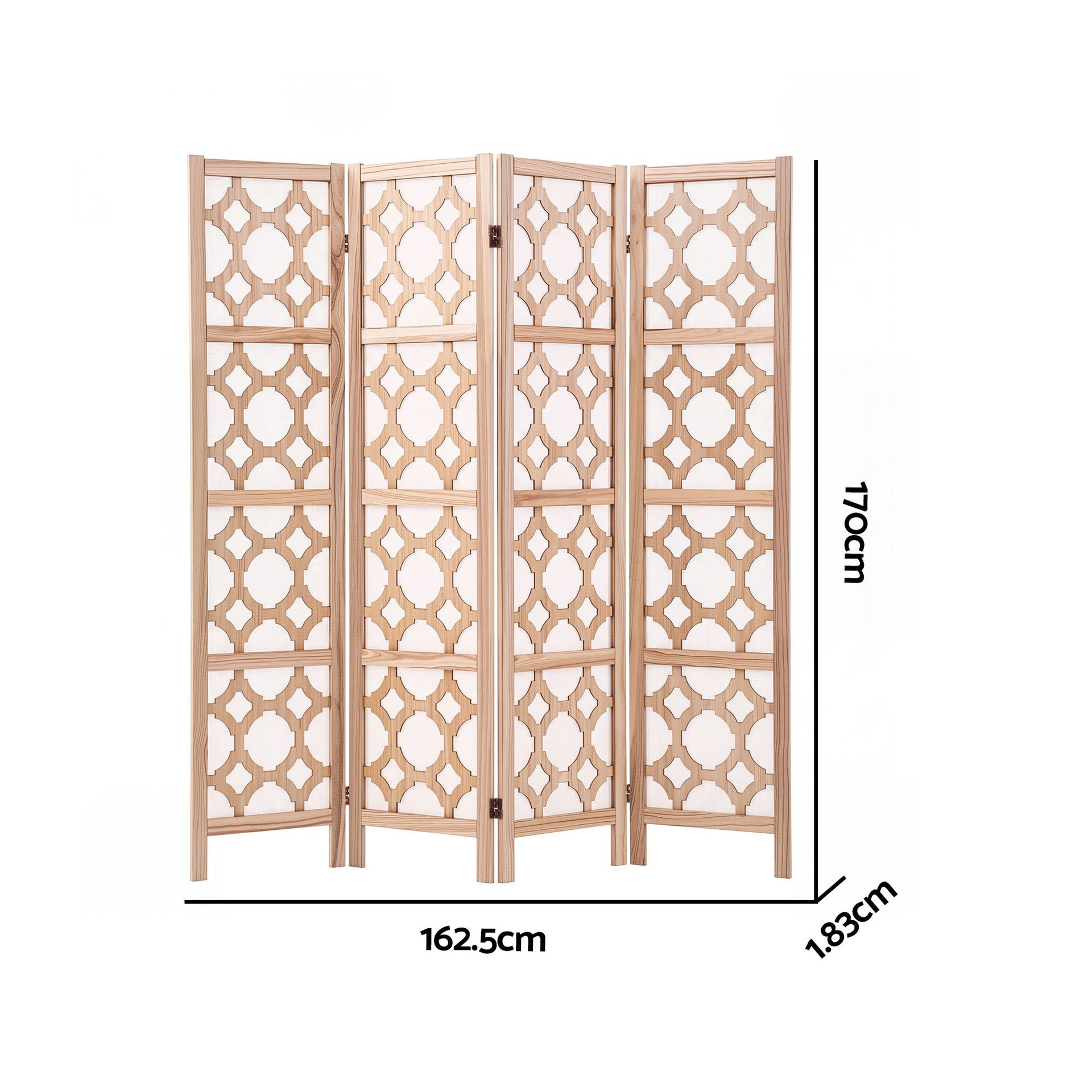 Artiss 4 Panel Room Divider Folding Privacy Screen Wooden Partition Geometric Freestanding Separator Natural 170cm Awezingly