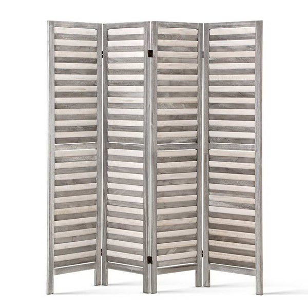 Artiss 4 Panel Room Divider Screen 163x170cm Louver Grey Artiss