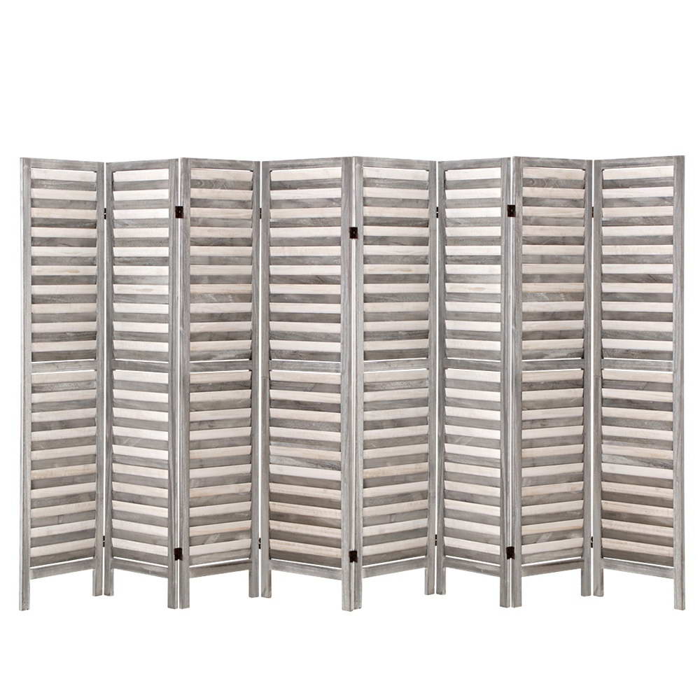 Artiss 8 Panel Room Divider Screen 326x170cm Louver Grey Artiss