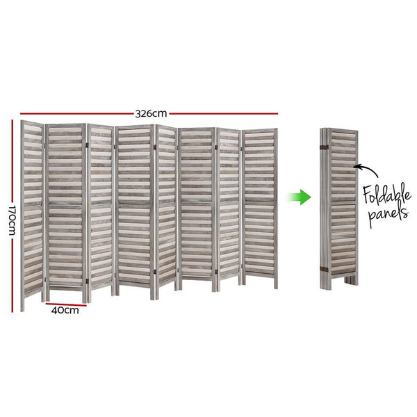 Artiss 8 Panel Room Divider Screen 326x170cm Louver Grey Artiss