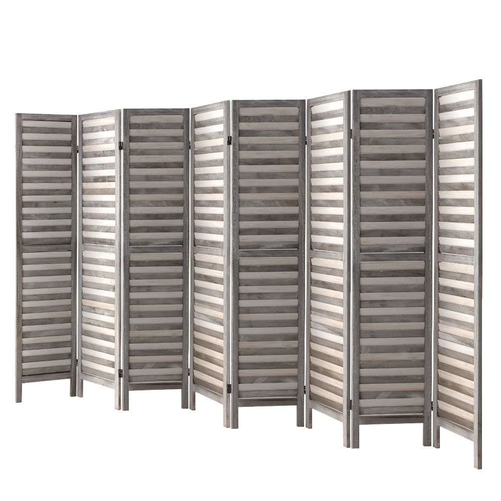 Artiss 8 Panel Room Divider Screen 326x170cm Louver Grey Artiss