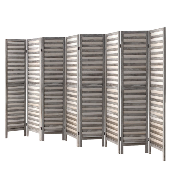 Artiss 8 Panel Room Divider Screen 326x170cm Louver Grey Artiss