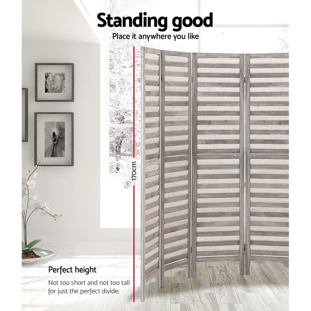 Artiss 8 Panel Room Divider Screen 326x170cm Louver Grey Artiss