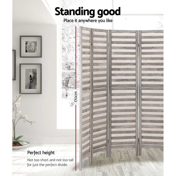 Artiss 8 Panel Room Divider Screen 326x170cm Louver Grey Artiss