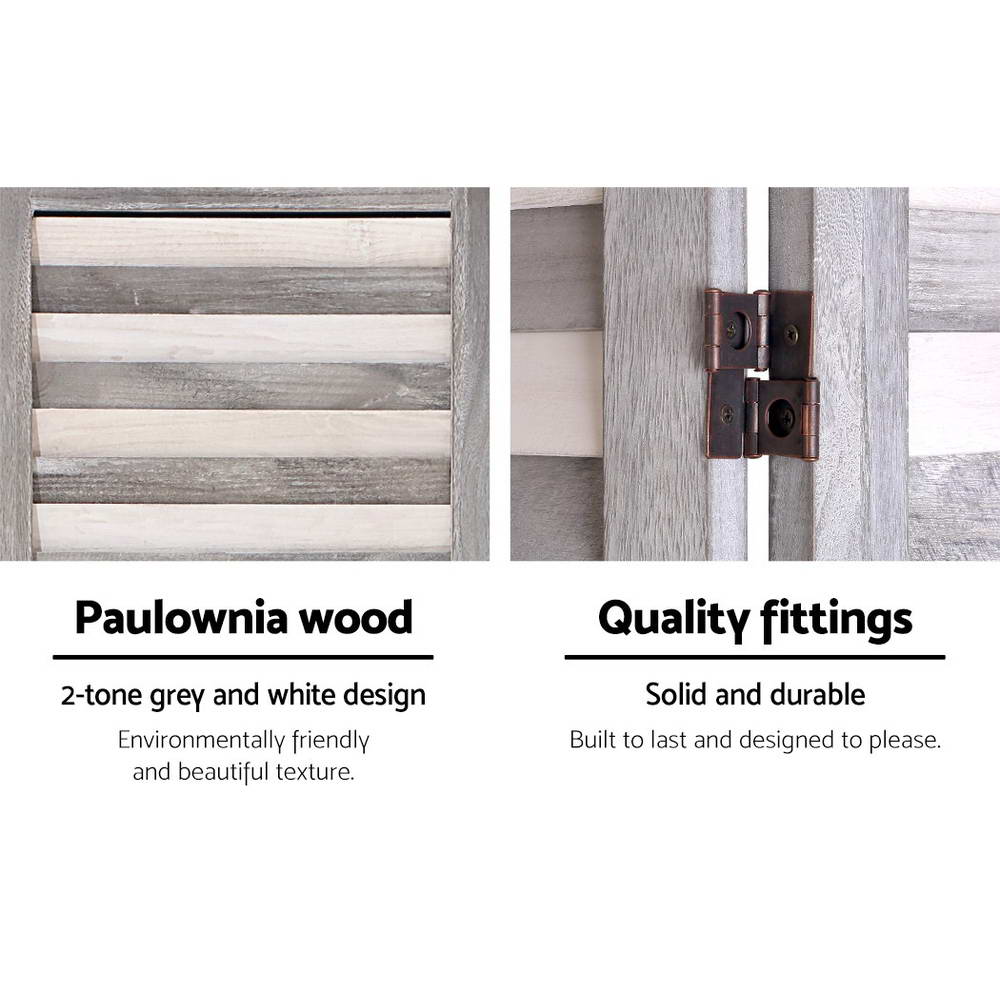 Artiss 8 Panel Room Divider Screen 326x170cm Louver Grey Artiss