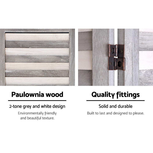 Artiss 8 Panel Room Divider Screen 326x170cm Louver Grey Artiss