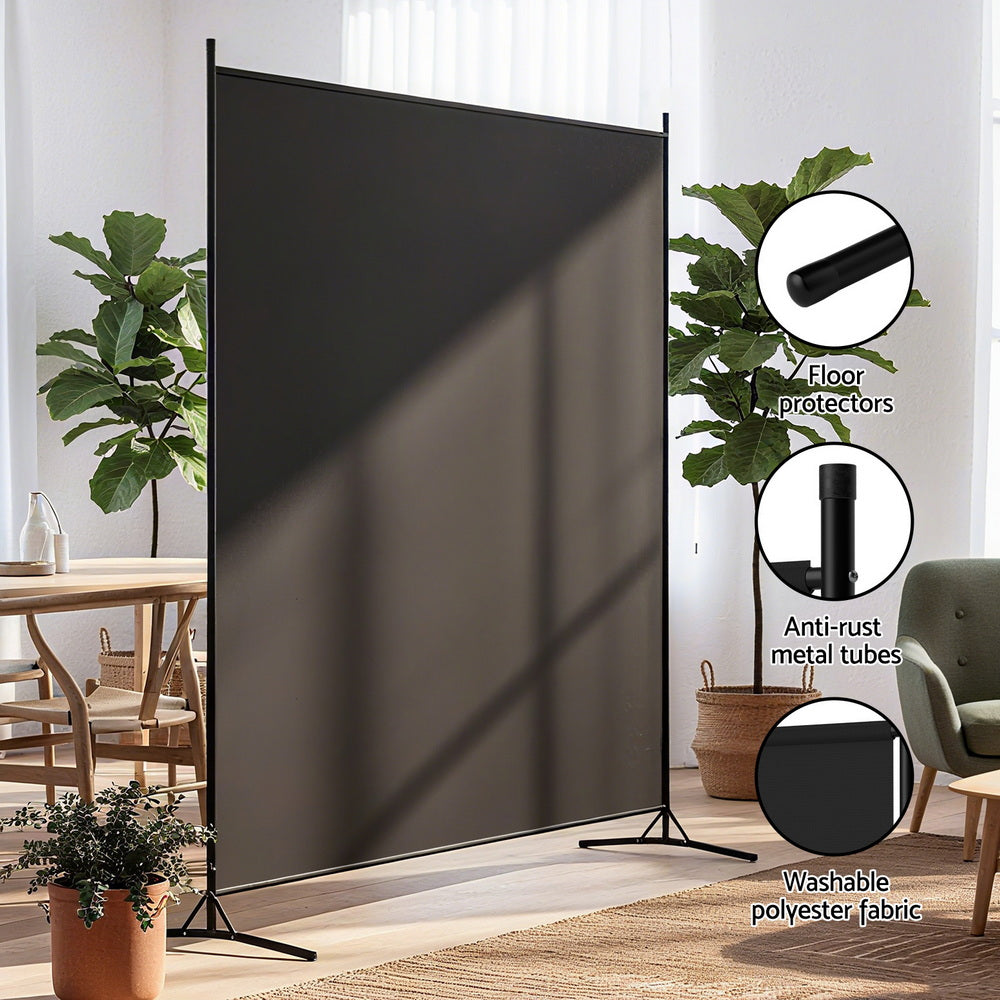 Artiss Room Divider Screen 175x180cm Fabric Black Awezingly