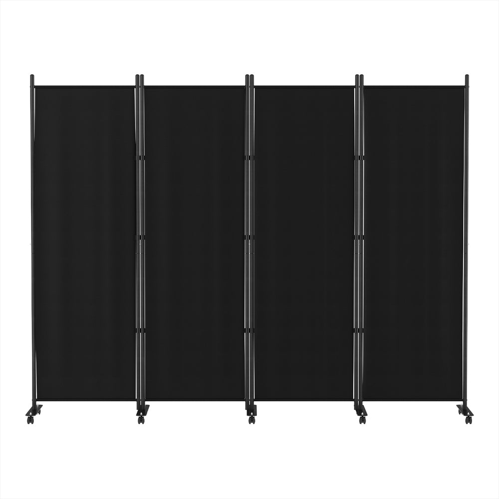 Artiss 4 Panel Room Divider Screen 217cm Wheel Fabric Black Artiss