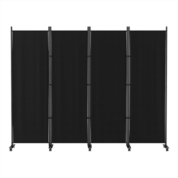 Artiss 4 Panel Room Divider Screen 217cm Wheel Fabric Black Artiss