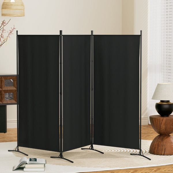 Artiss 3 Panel Room Divider Screen 260x180cm Fabric Black Artiss