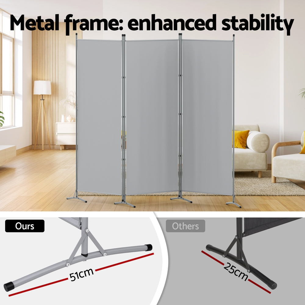 Artiss 3 Panel Room Divider Screen 260x180cm Fabric Grey Awezingly