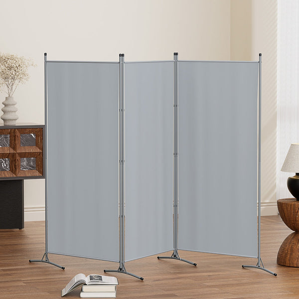 Artiss 3 Panel Room Divider Screen 260x180cm Fabric Grey Awezingly