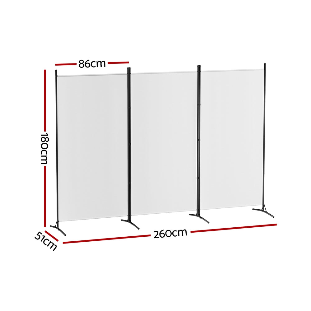 Artiss 3 Panel Room Divider Screen 260x180cm Fabric White Artiss