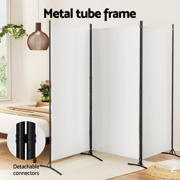 Artiss 3 Panel Room Divider Screen 260x180cm Fabric White Artiss