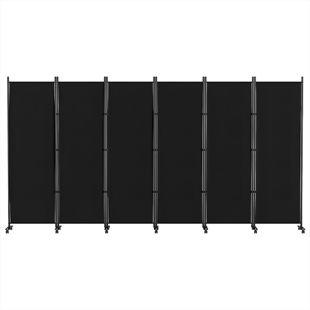 Artiss 6 Panel Room Divider Screen 323cm Wheel Fabric Black Artiss