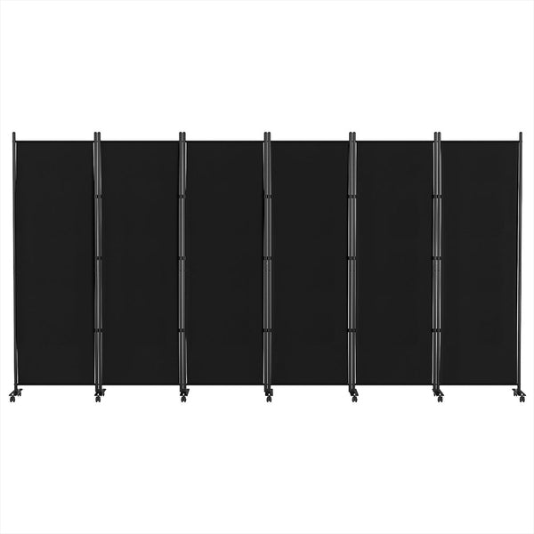 Artiss 6 Panel Room Divider Screen 323cm Wheel Fabric Black Artiss
