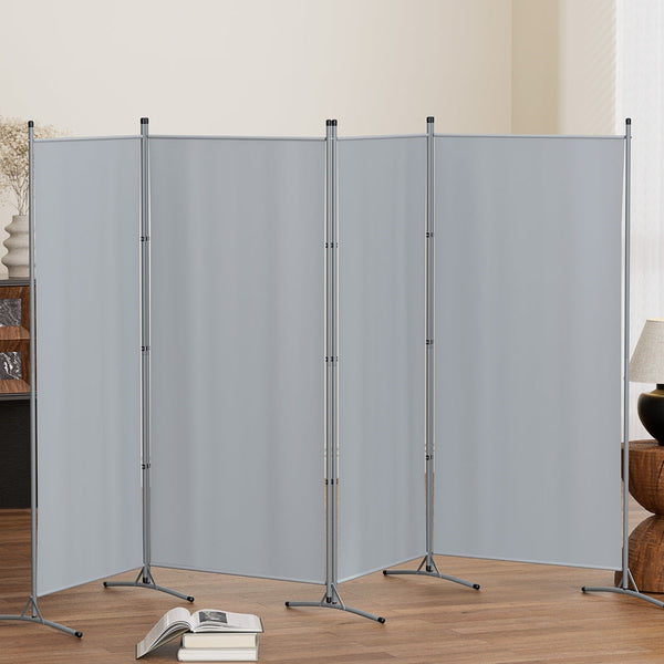 Artiss 4 Panel Room Divider Screen 345x180cm Fabric Grey Awezingly