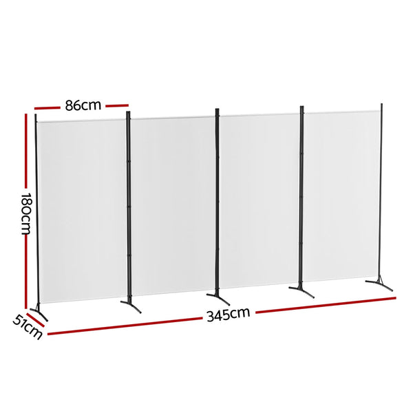Artiss 4 Panel Room Divider Screen 345x180cm Fabric White Artiss