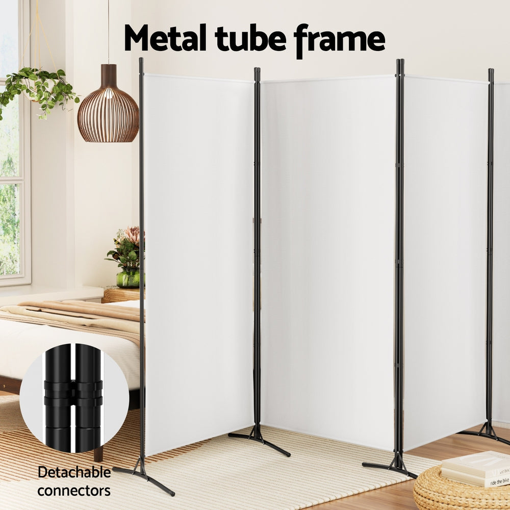 Artiss 4 Panel Room Divider Screen 345x180cm Fabric White Artiss