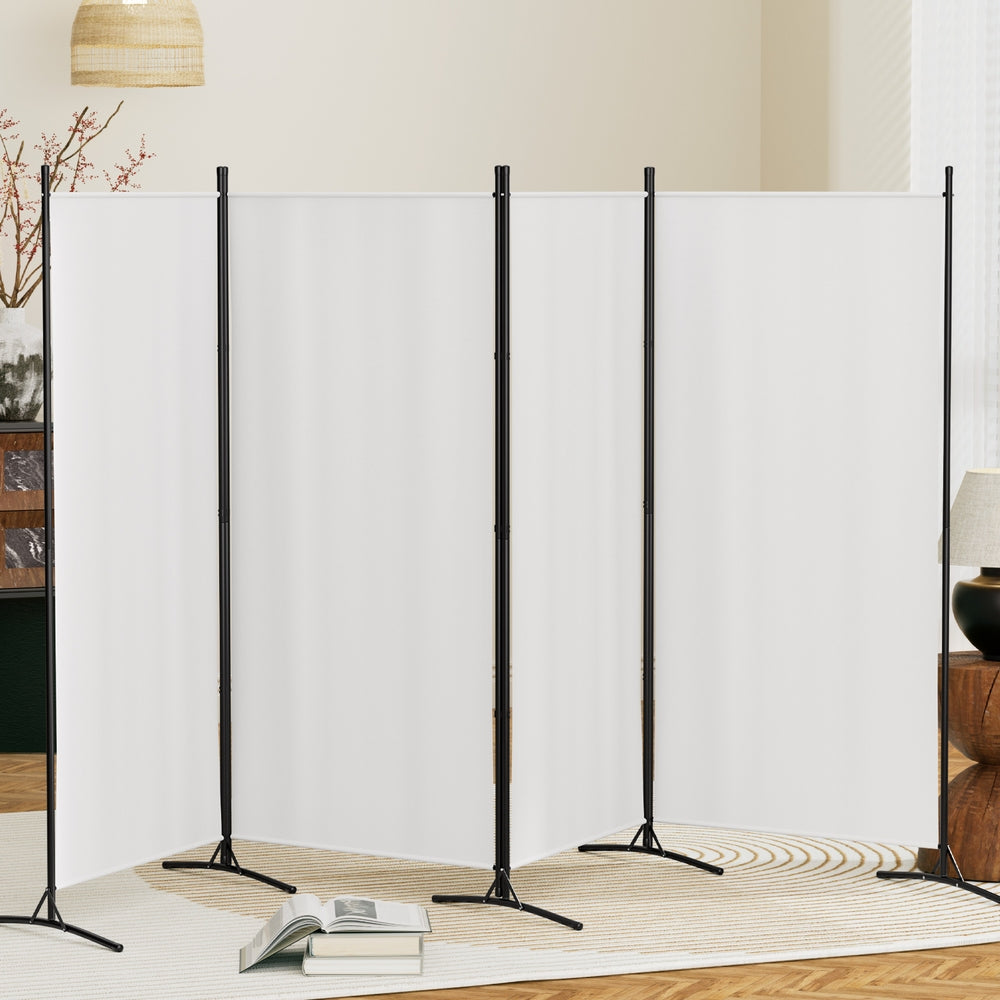 Artiss 4 Panel Room Divider Screen 345x180cm Fabric White Artiss