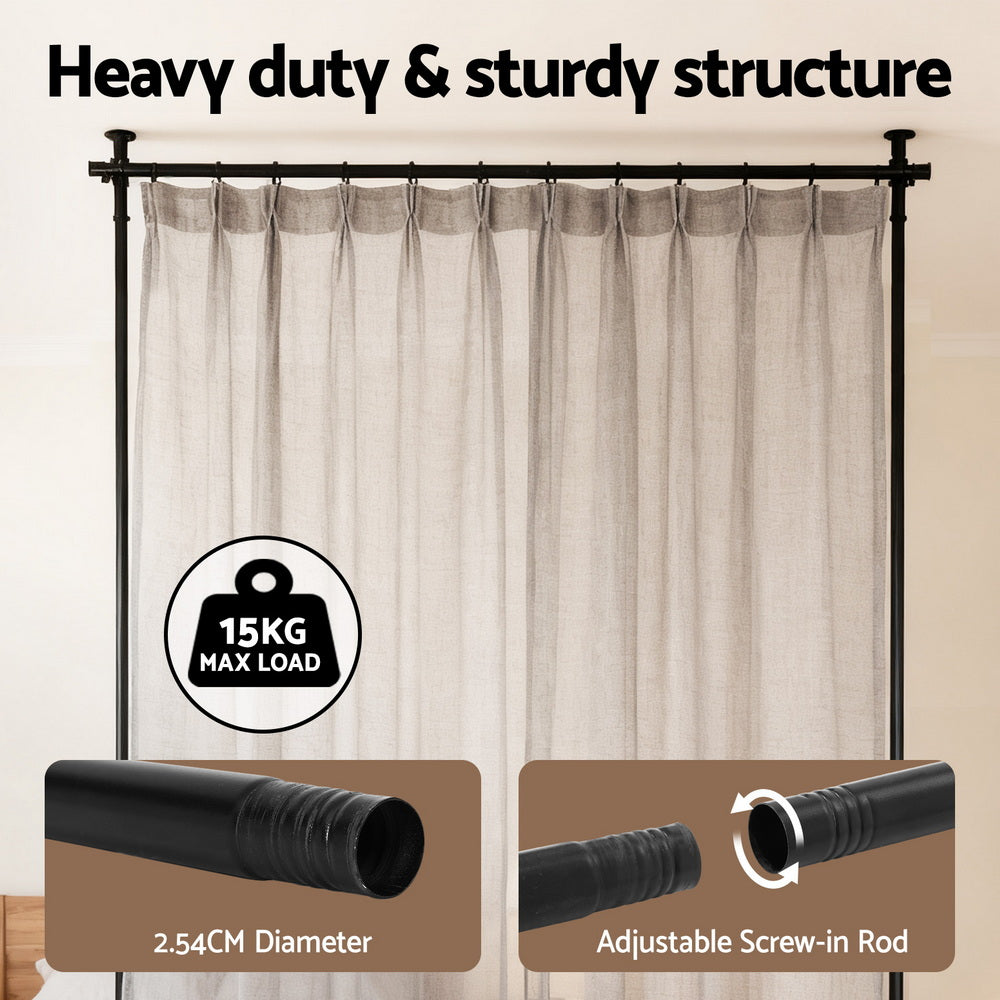 Artiss Room Divider Curtain Rod Extendable Black Awezingly