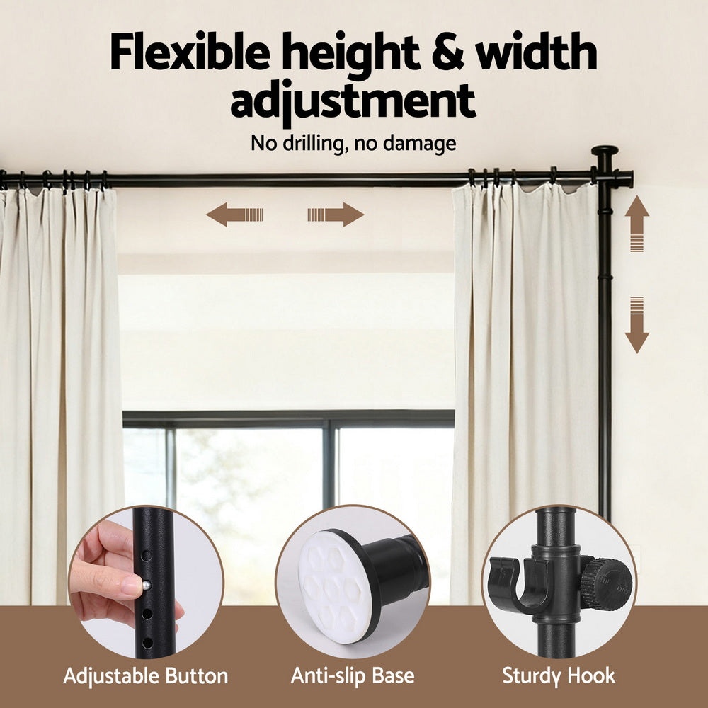 Artiss Room Divider Curtain Rod Extendable Black Awezingly