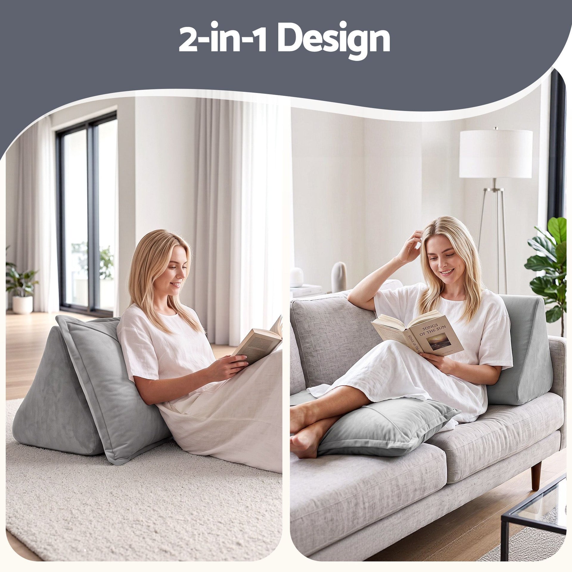 Giselle Bedding Back Pillow for Sitting in Bed, No-Collapse 25D High-Density Base, Ergonomic Lumbar Support Pillow for Gaming, Nursing & Floor Tatami, 90% Shredded Sponge Cushion with Washable Velvet Cover Awezingly