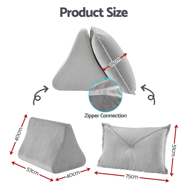 Giselle Bedding Back Pillow for Sitting in Bed, No-Collapse 25D High-Density Base, Ergonomic Lumbar Support Pillow for Gaming, Nursing & Floor Tatami, 90% Shredded Sponge Cushion with Washable Velvet Cover Awezingly