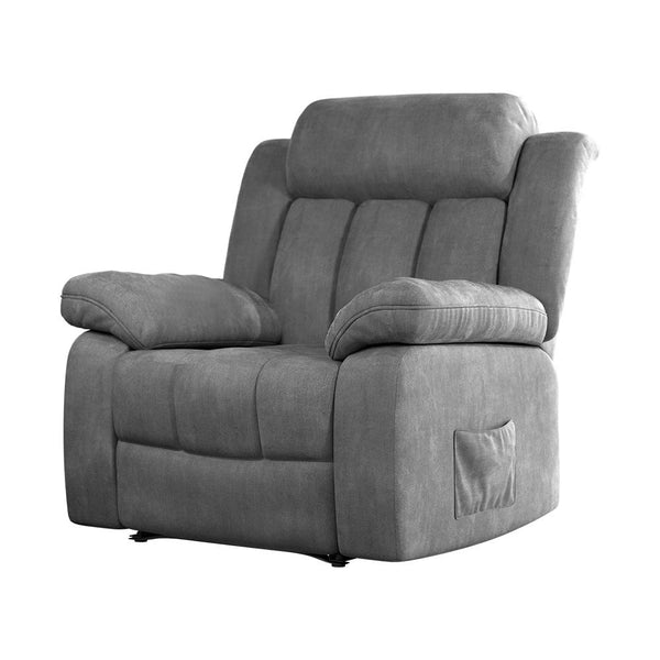 Artiss Recliner Chair Electric Massage Chair Velvet Lounge Sofa Heated Grey Artiss