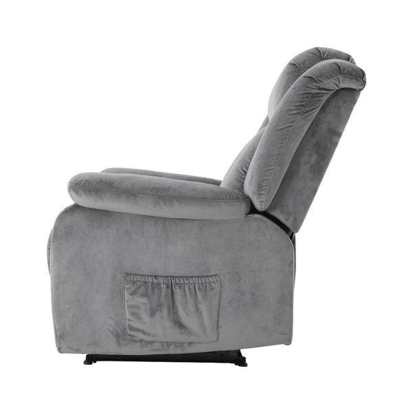 Artiss Recliner Chair Electric Massage Chair Velvet Lounge Sofa Heated Grey Artiss