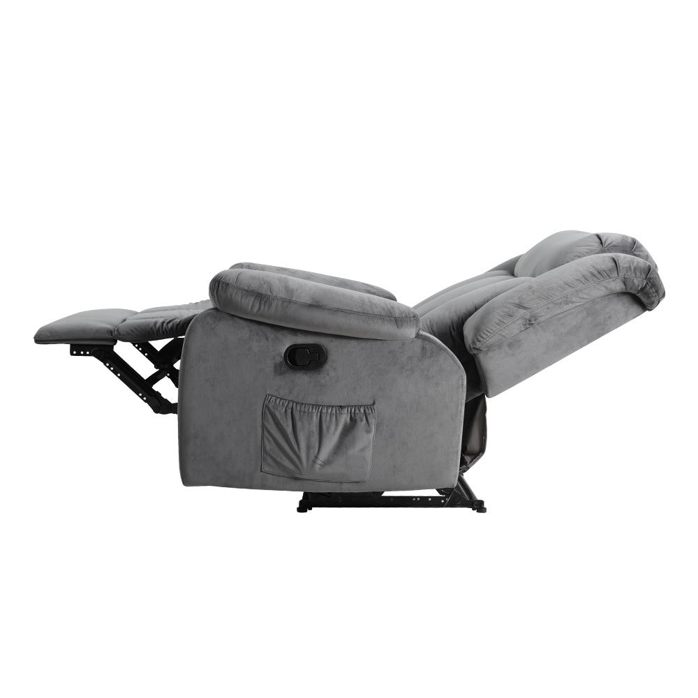 Artiss Recliner Chair Electric Massage Chair Velvet Lounge Sofa Heated Grey Artiss