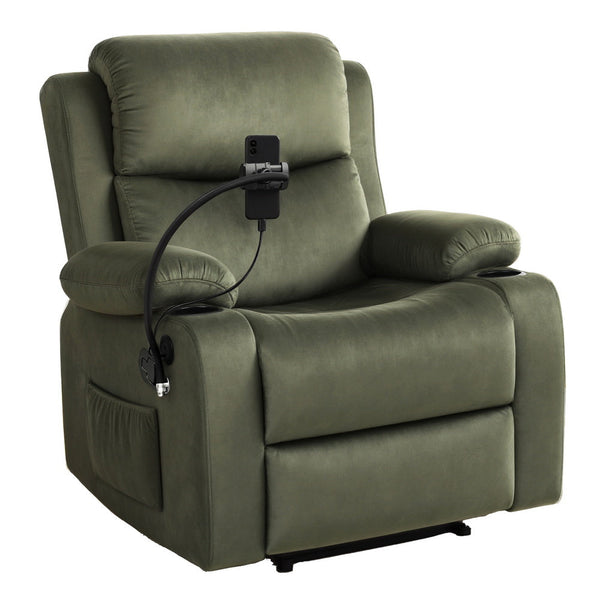 Artiss Recliner Chair Heated Massage Chair with Phone Holder Velvet Awezingly