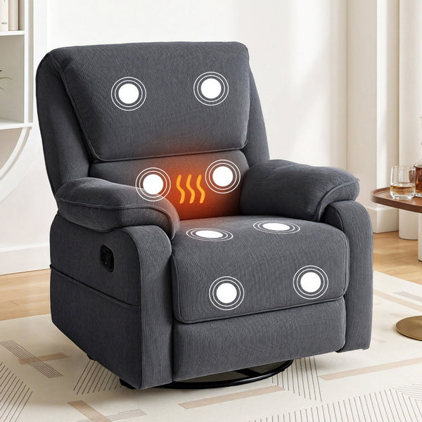 Artiss Rocking Recliner Chair 360 Swivel Massage Heated Reclining Chairs Awezingly