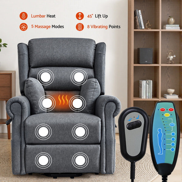 Artiss Electric Recliner Chair Power Lift Massage Heated Recliner Sofa Awezingly