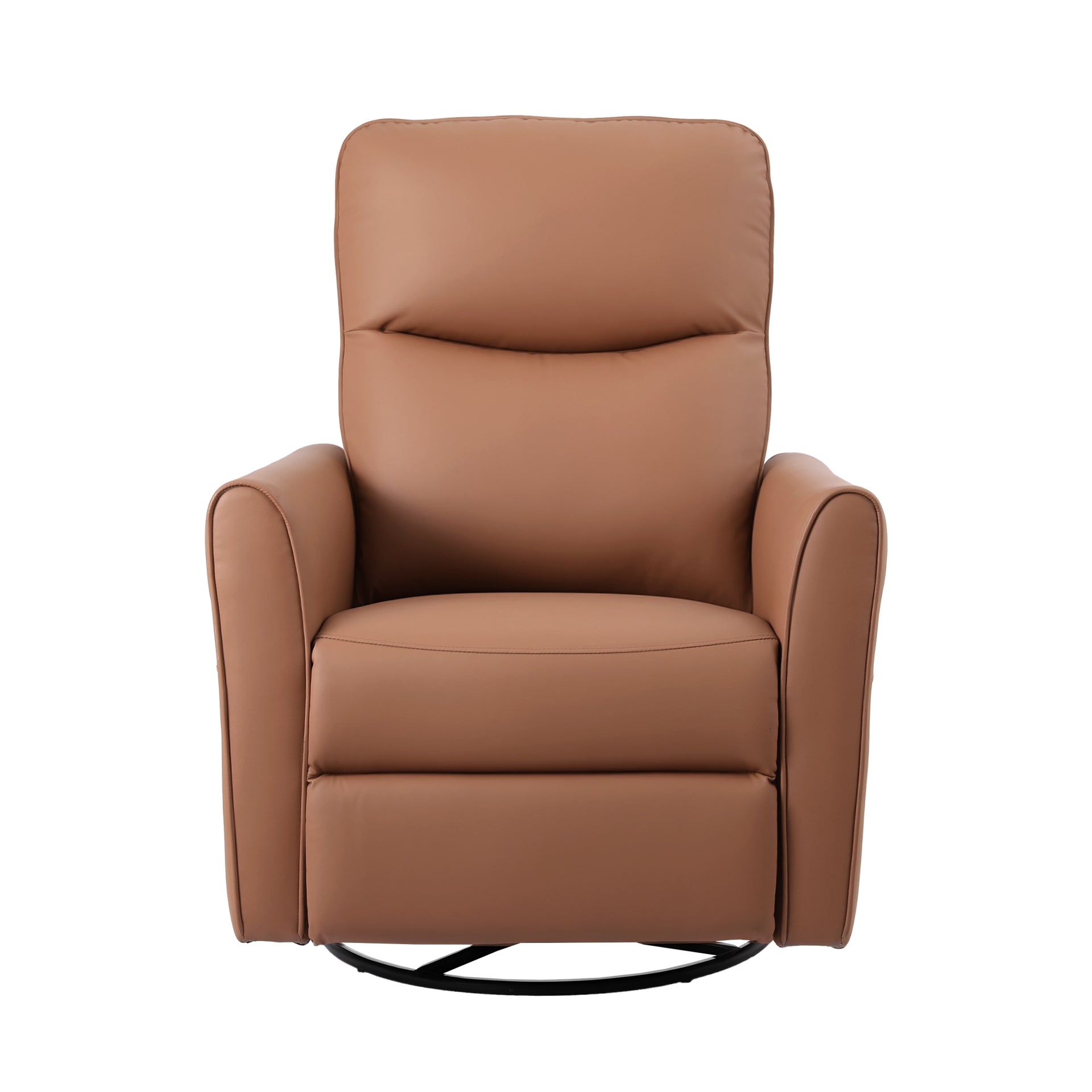 Artiss Swivel Recliner Chair Leather Rocking Reclining Sofa with Charging Ports LED Brown Awezingly