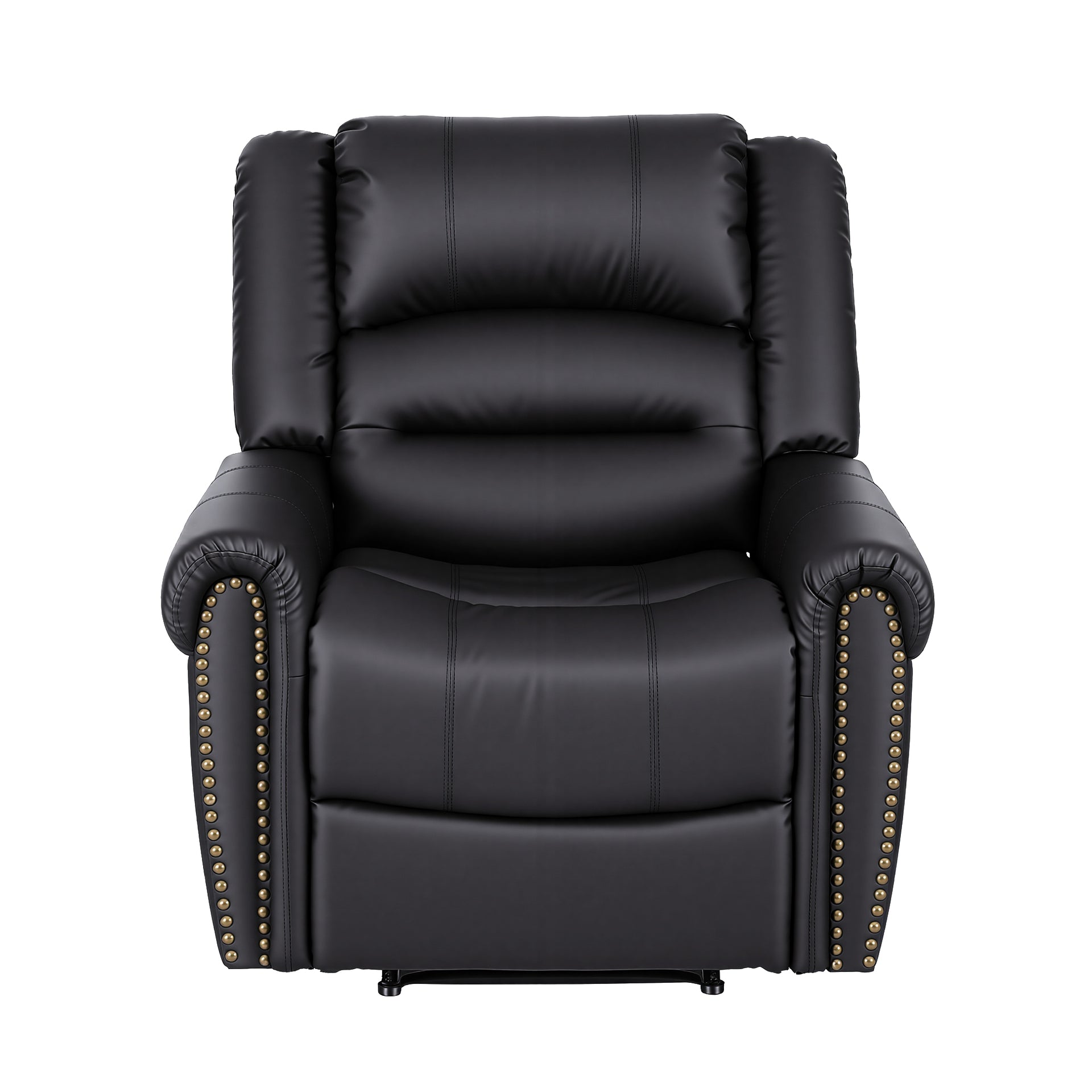Artiss Leather Manual Recliner Chair with USB Charge Port, Overstuffed Armchair Sofa for Living Room and Nursery, Asjustable Theater Reclining Lounge with Comfortable Wide Seat, 150kg Capacity, Black Awezingly
