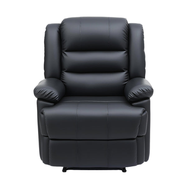 Artiss Manual Recliner Chair Leather Reclining Sofa with 16color Led Black