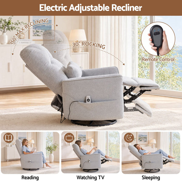 Artiss Electric Massage Recliner Chair with 270° Swivel & Heat, Grey Awezingly