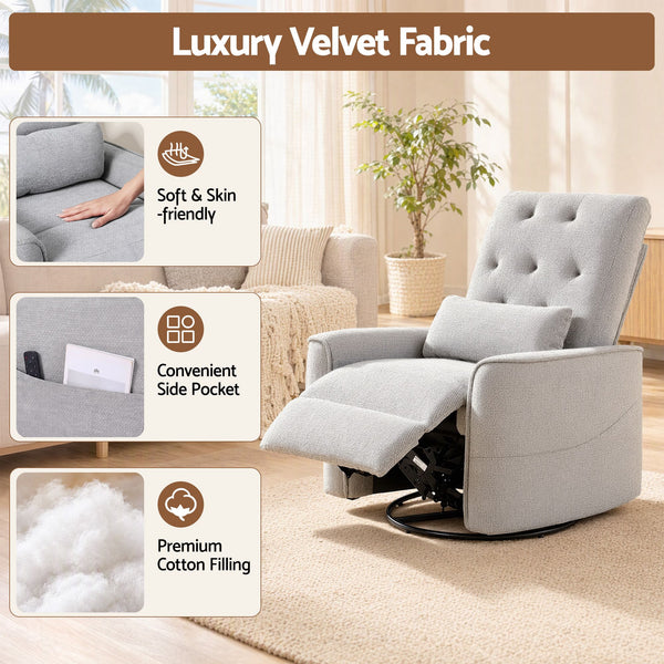 Artiss Electric Massage Recliner Chair with 270° Swivel & Heat, Grey Awezingly