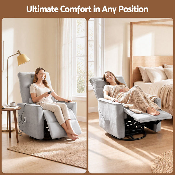 Artiss Electric Massage Recliner Chair with 270° Swivel & Heat, Grey Awezingly