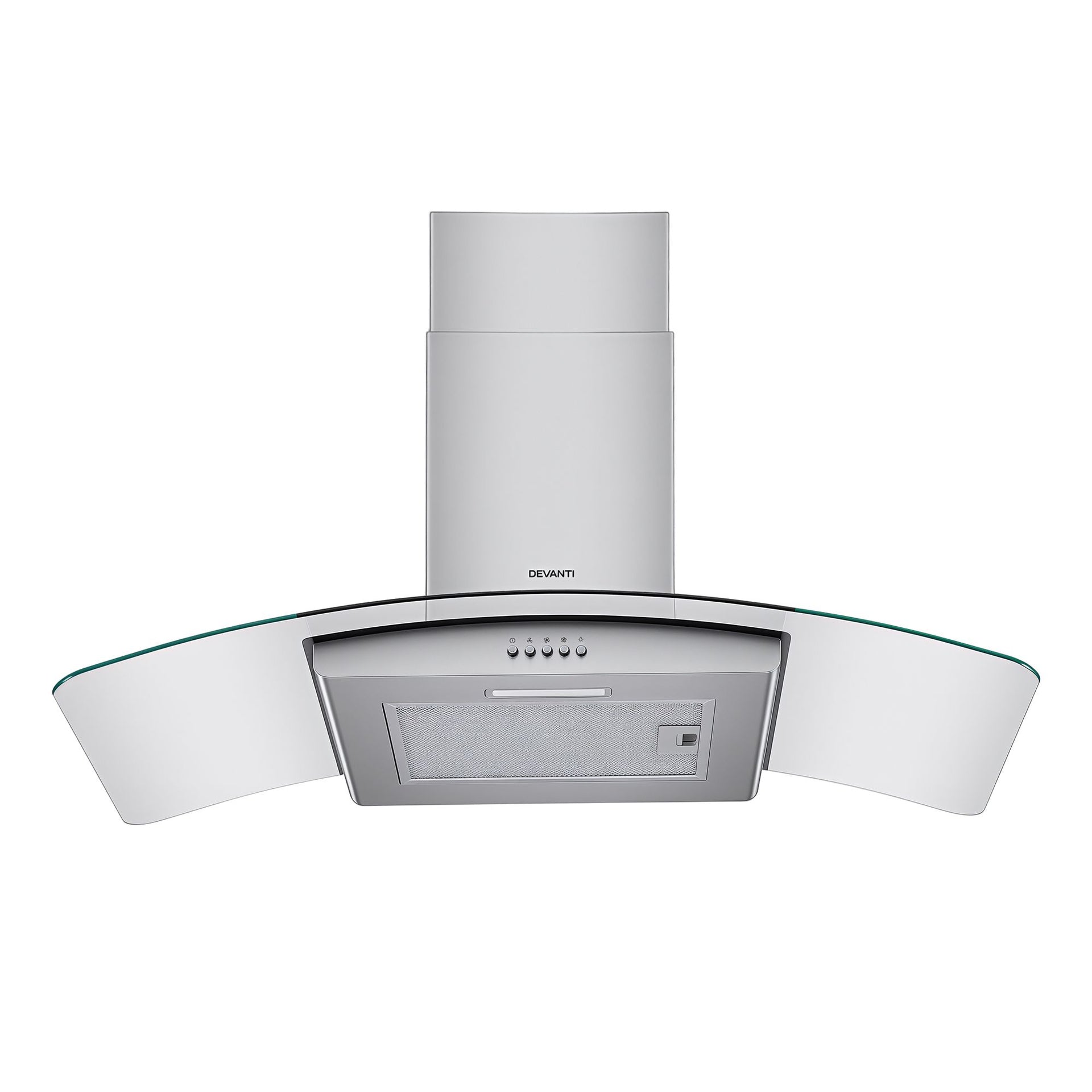 Devanti 90cm Range Hood Curved Glass Canopy Rangehood Kitchen Exhaust Fan Awezingly