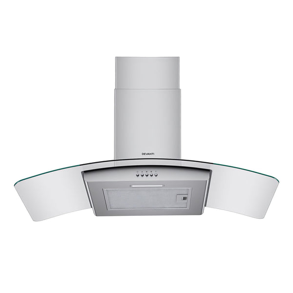 Devanti 90cm Range Hood Curved Glass Canopy Rangehood Kitchen Exhaust Fan Awezingly