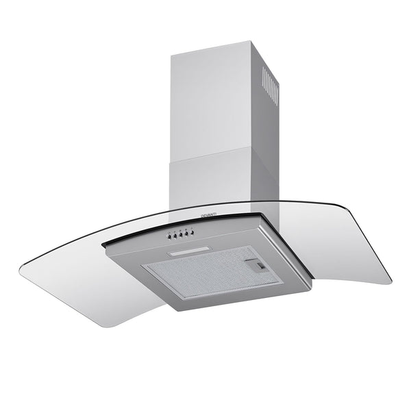 Devanti 90cm Range Hood Curved Glass Canopy Rangehood Kitchen Exhaust Fan Awezingly