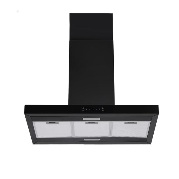 Devanti 90cm Island Rangehood Ceiling-Mounted 3-Speed Touch Control LED Black Awezingly